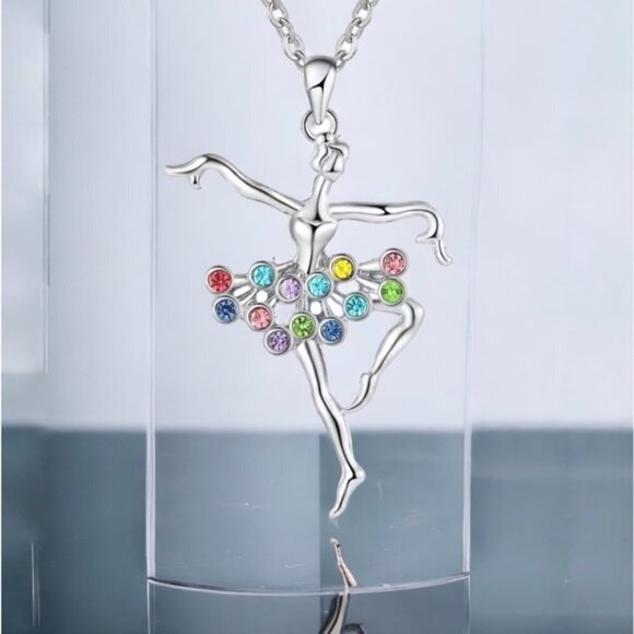 Ballerina Dancing Necklace Pendant Chain Creative Colorful With Gift Pouch - Picture 2 of 15